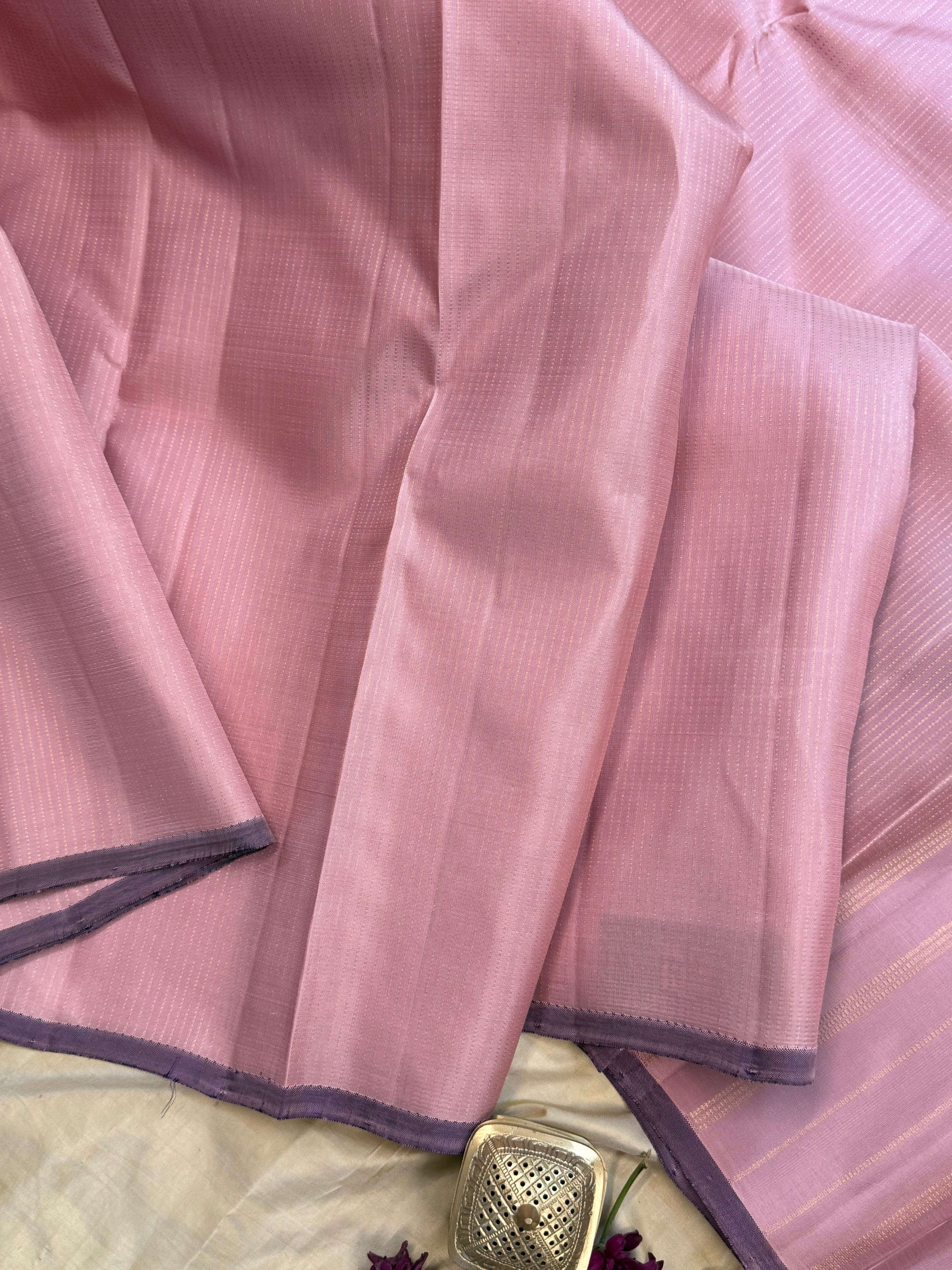 Pink Oosi  zari stripes / Kanjipuram silk