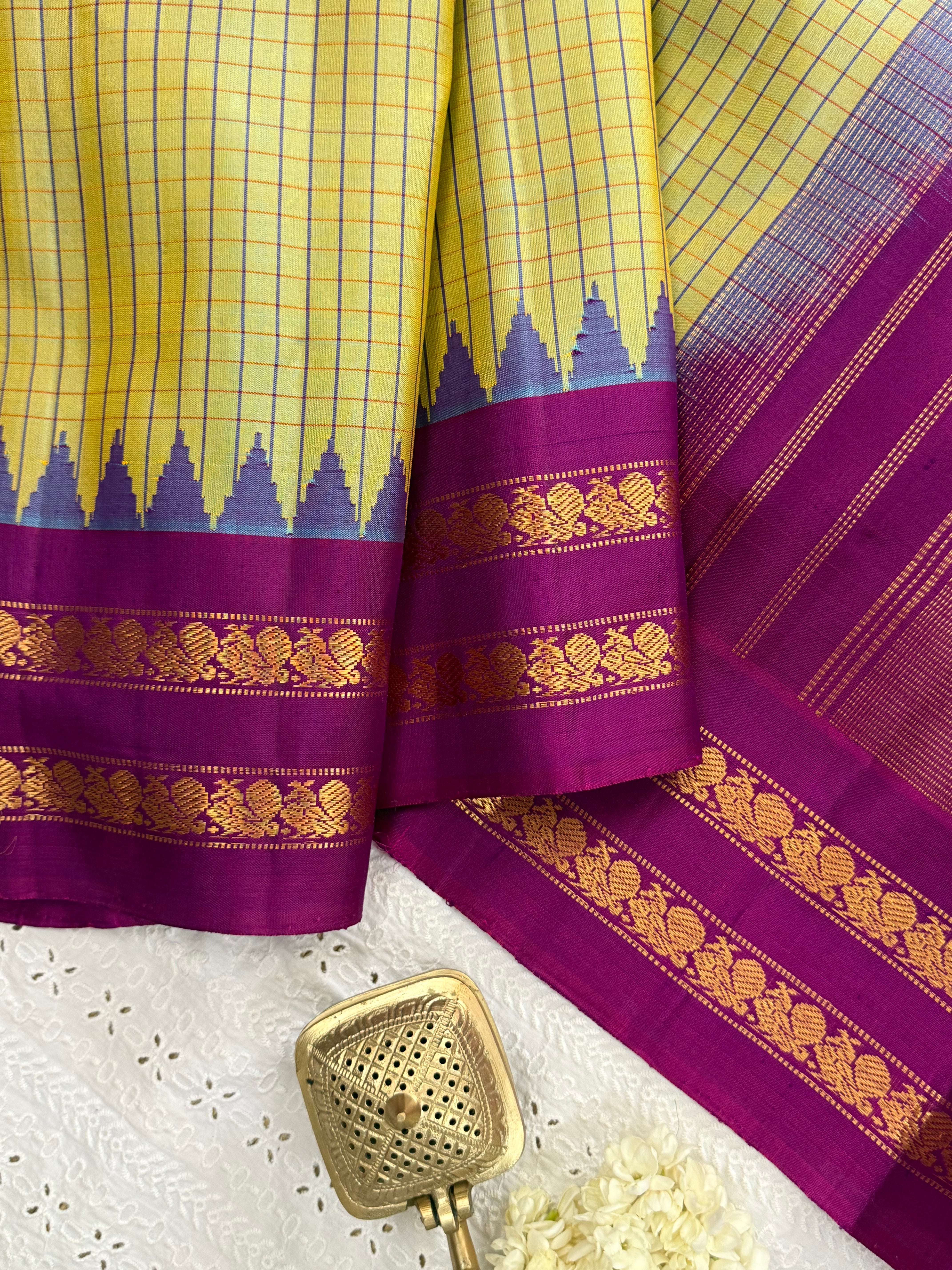 Green shot purple kattam / Gadwal silk CL10310