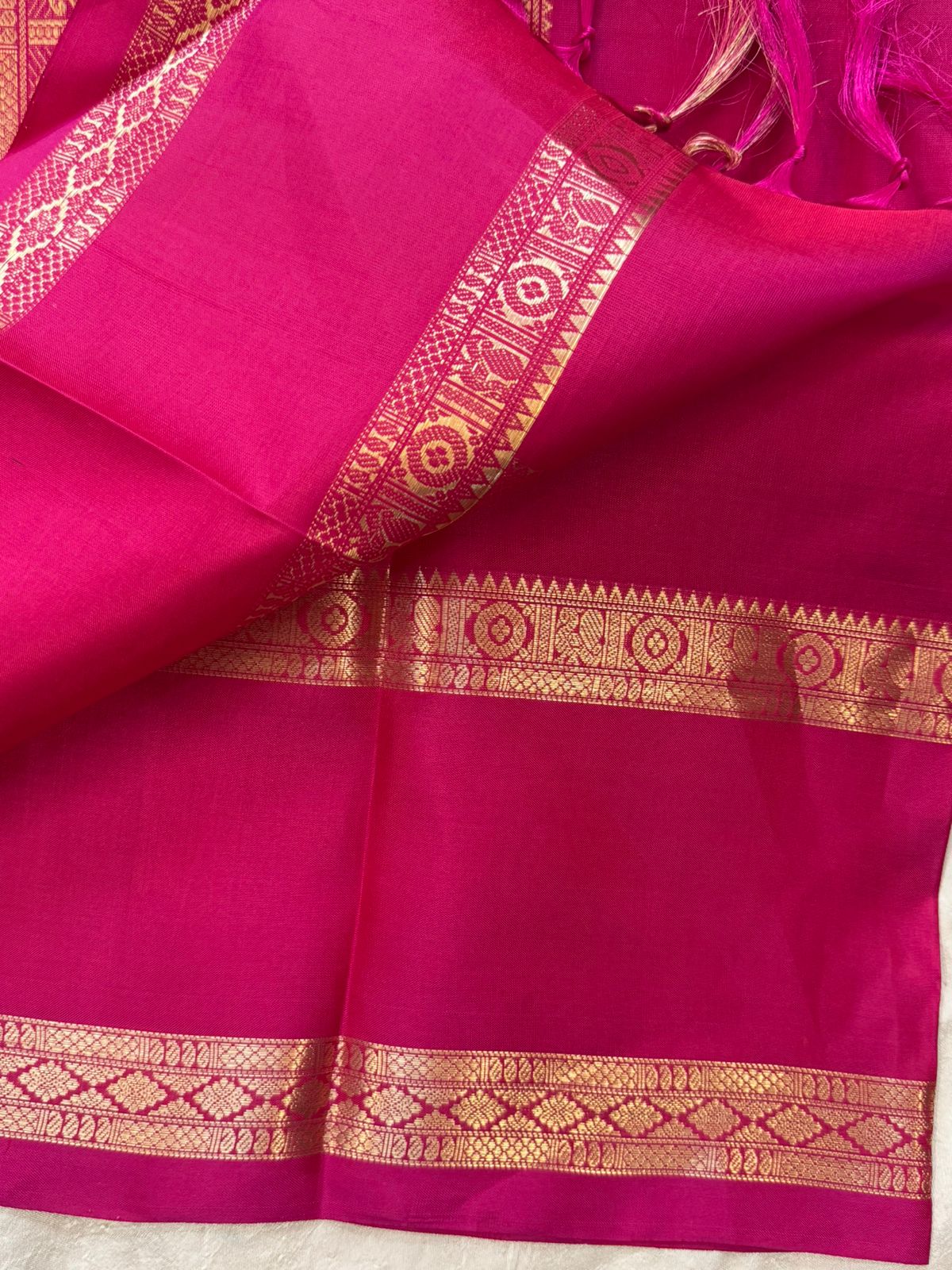 Pink checks rettapet border/ special edition kanjipuram silk ...