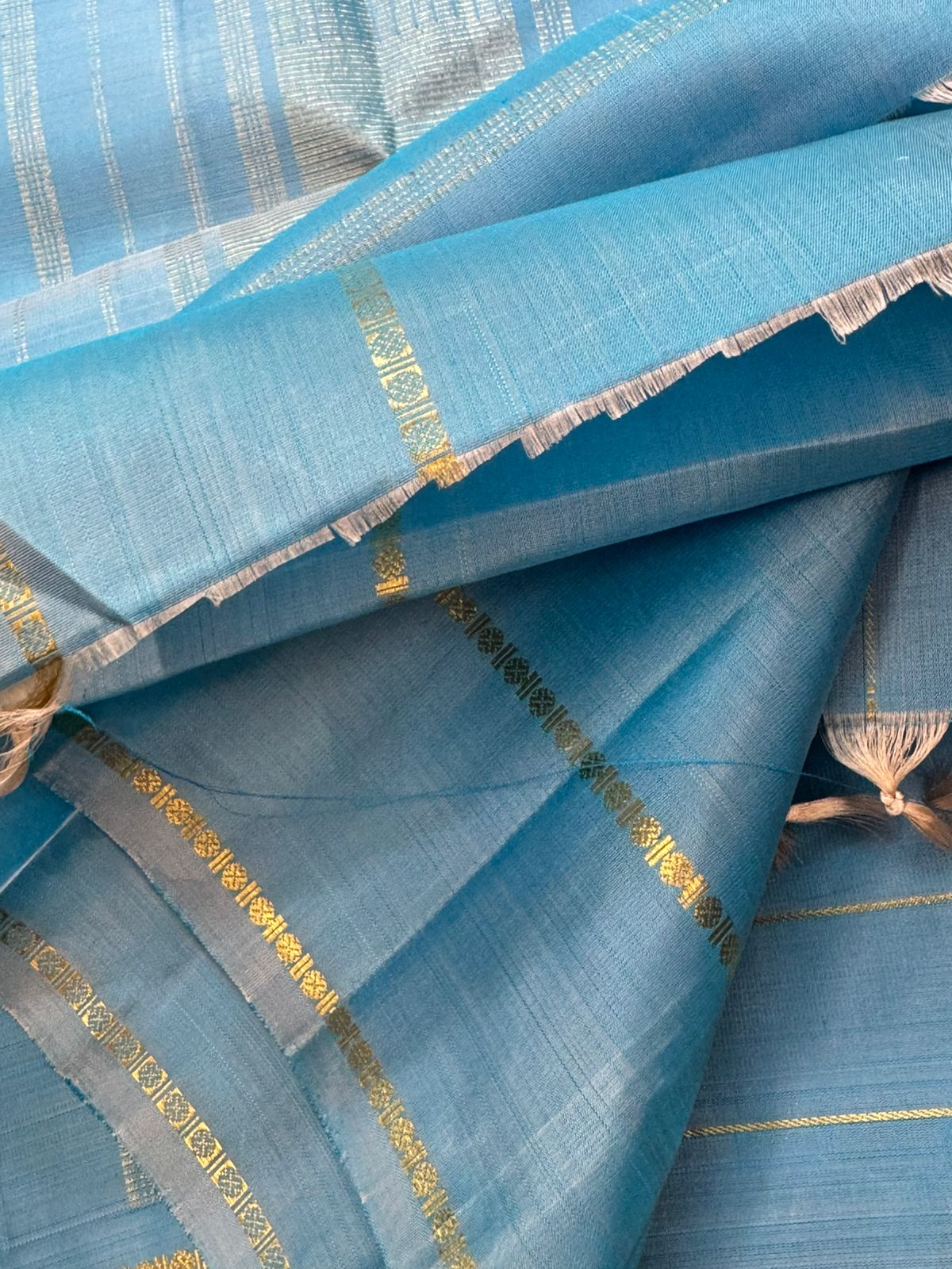 Powder blue zari kattam/ Bridal edit kanjipuram silk
