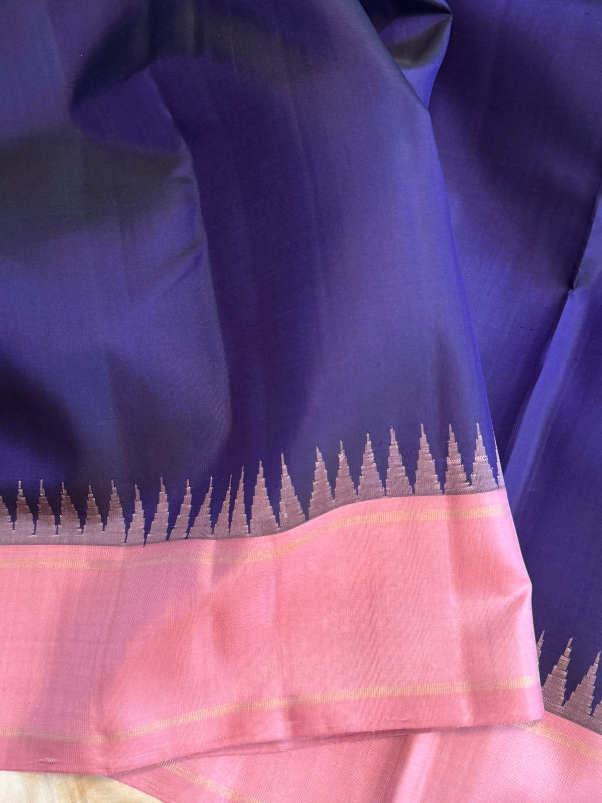 Purplish blue ganga jamuna border/ Kanjipuram silk