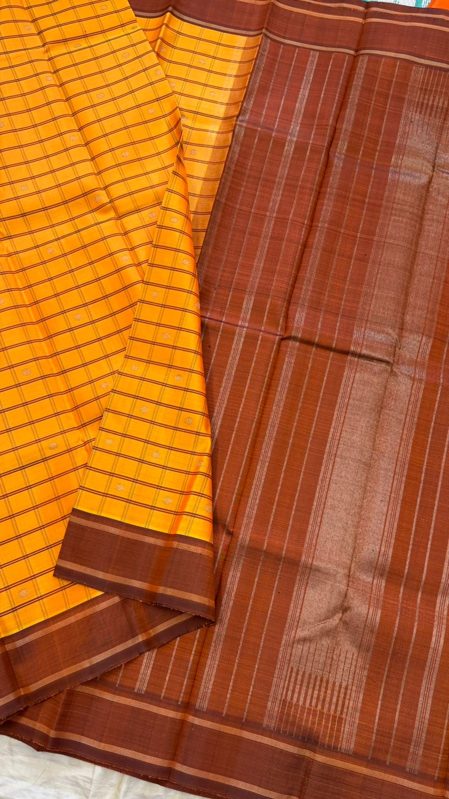 Yellow kattam / Kanjipuram silk