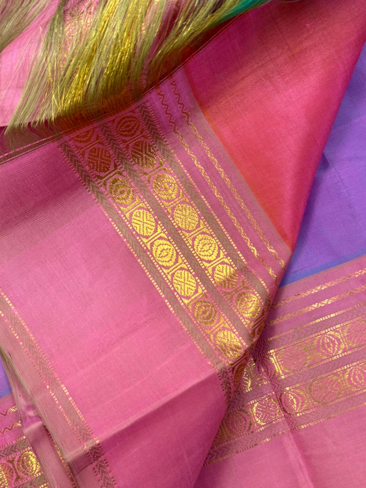Lavender and pastel pink kaal erangina border/ Arani Silk CLSA9865