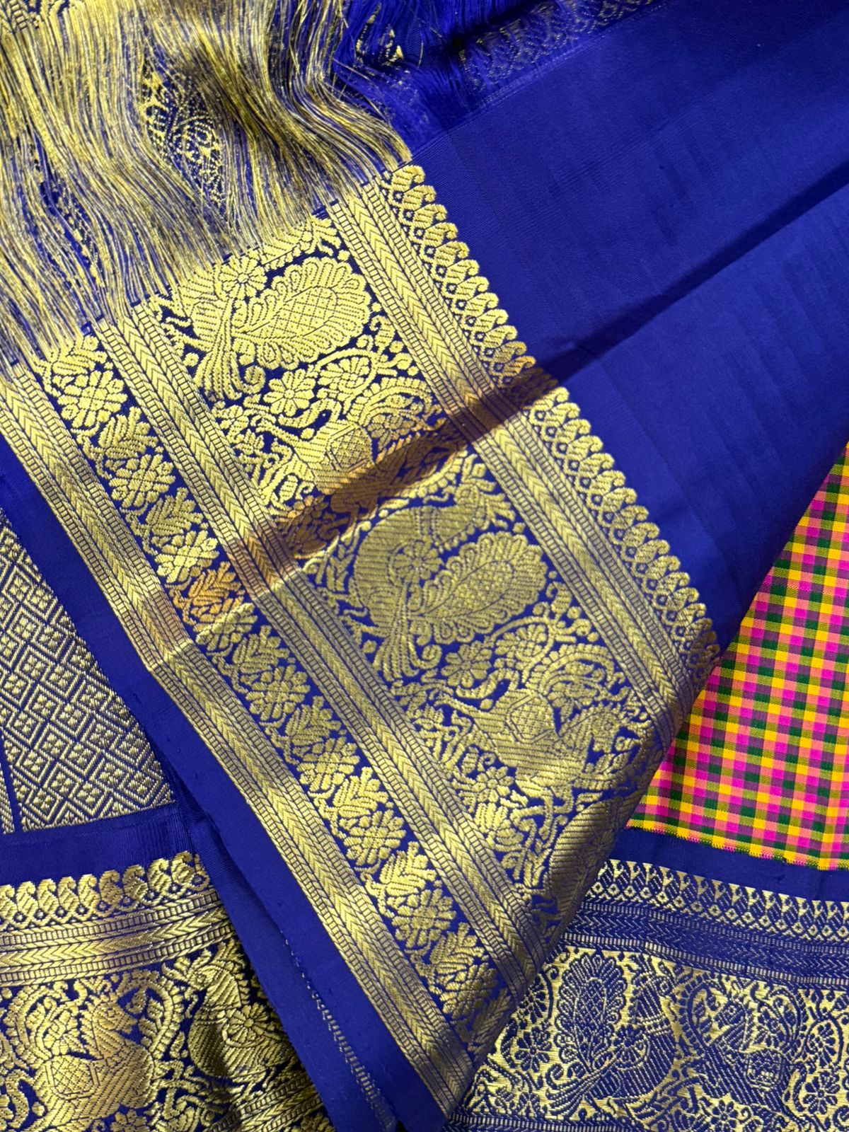Paalum pazhamum checks and blue korvai / Arani silk CLSA9869