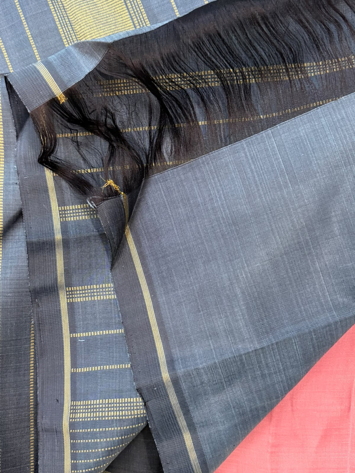 Pink thread oosi stripes borderless/ Kanjipuram silk CL9960