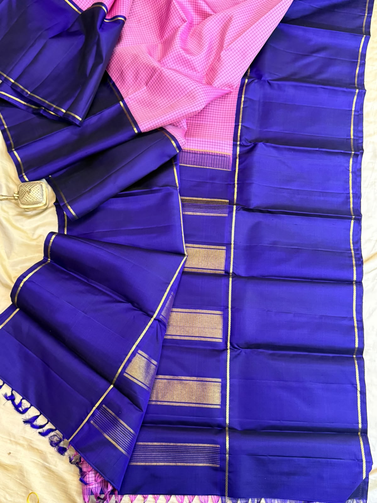 Pink kattam long border/ Kanjipuram silk CL9922
