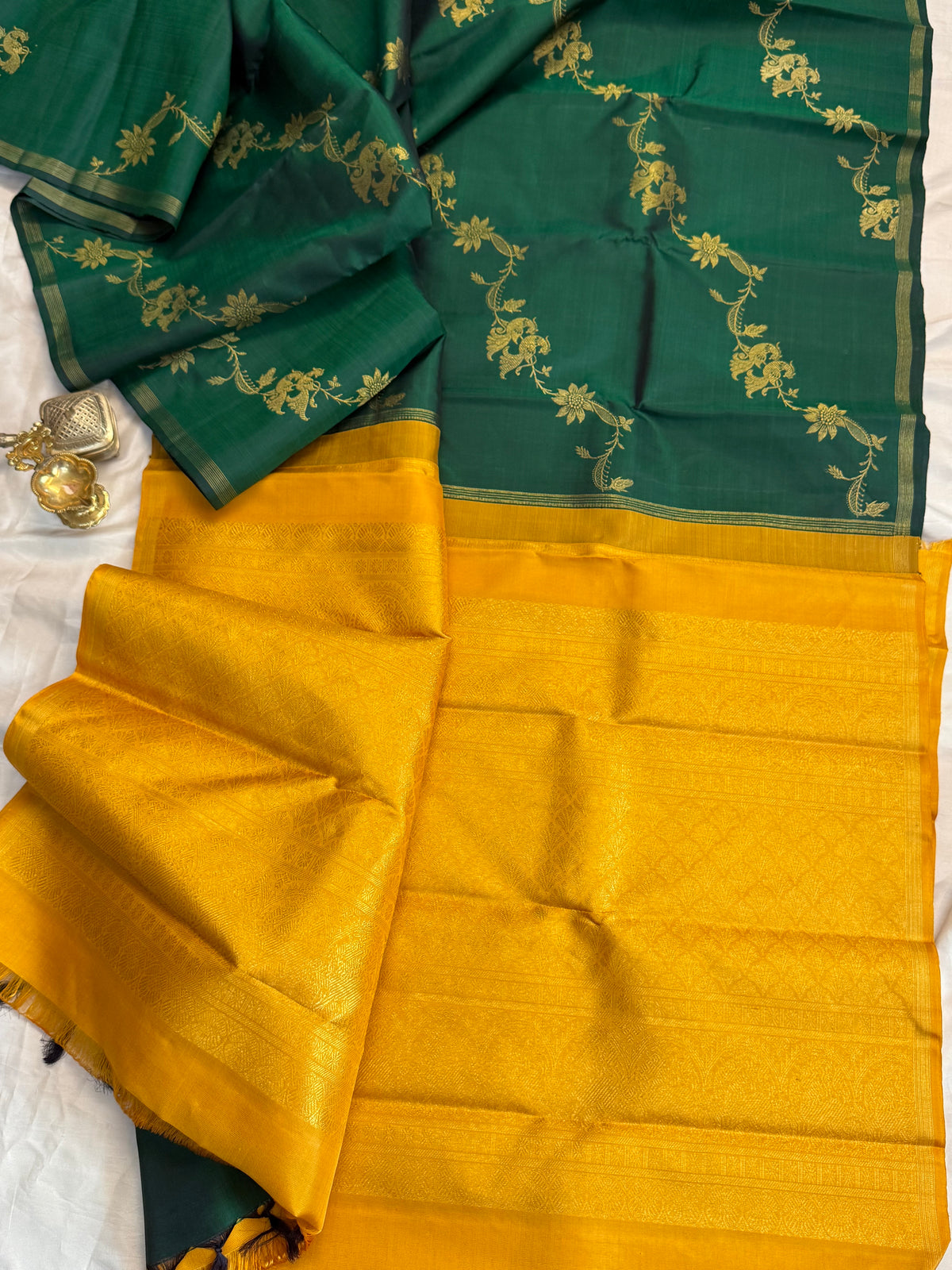 Green Lehariya kanjipuram silk saree CLSA13073