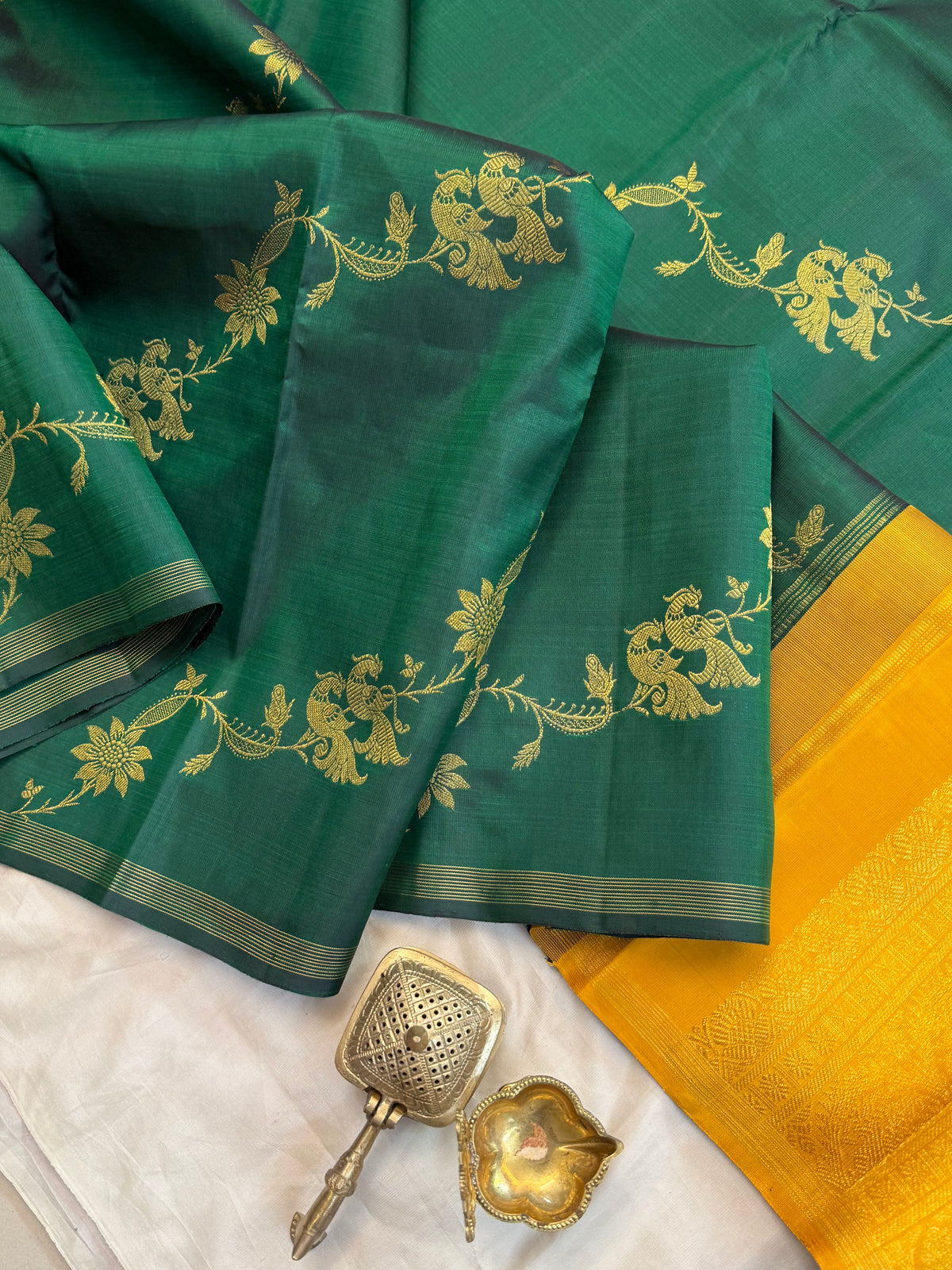 Green Lehariya kanjipuram silk saree CLSA13073