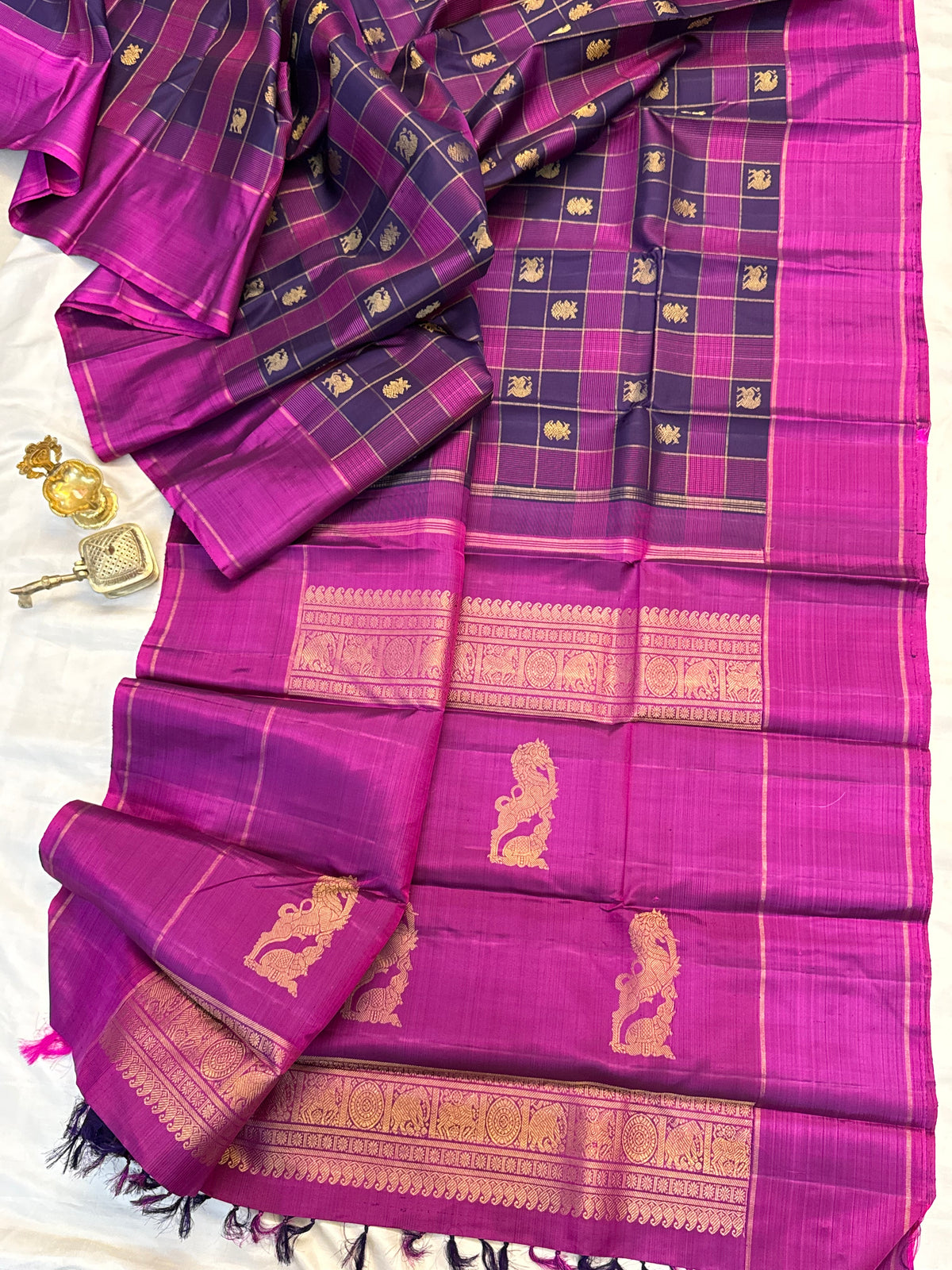 Chettinad Kattam with zari butta pure Zari/kanjipuram silk saree clsa 13040