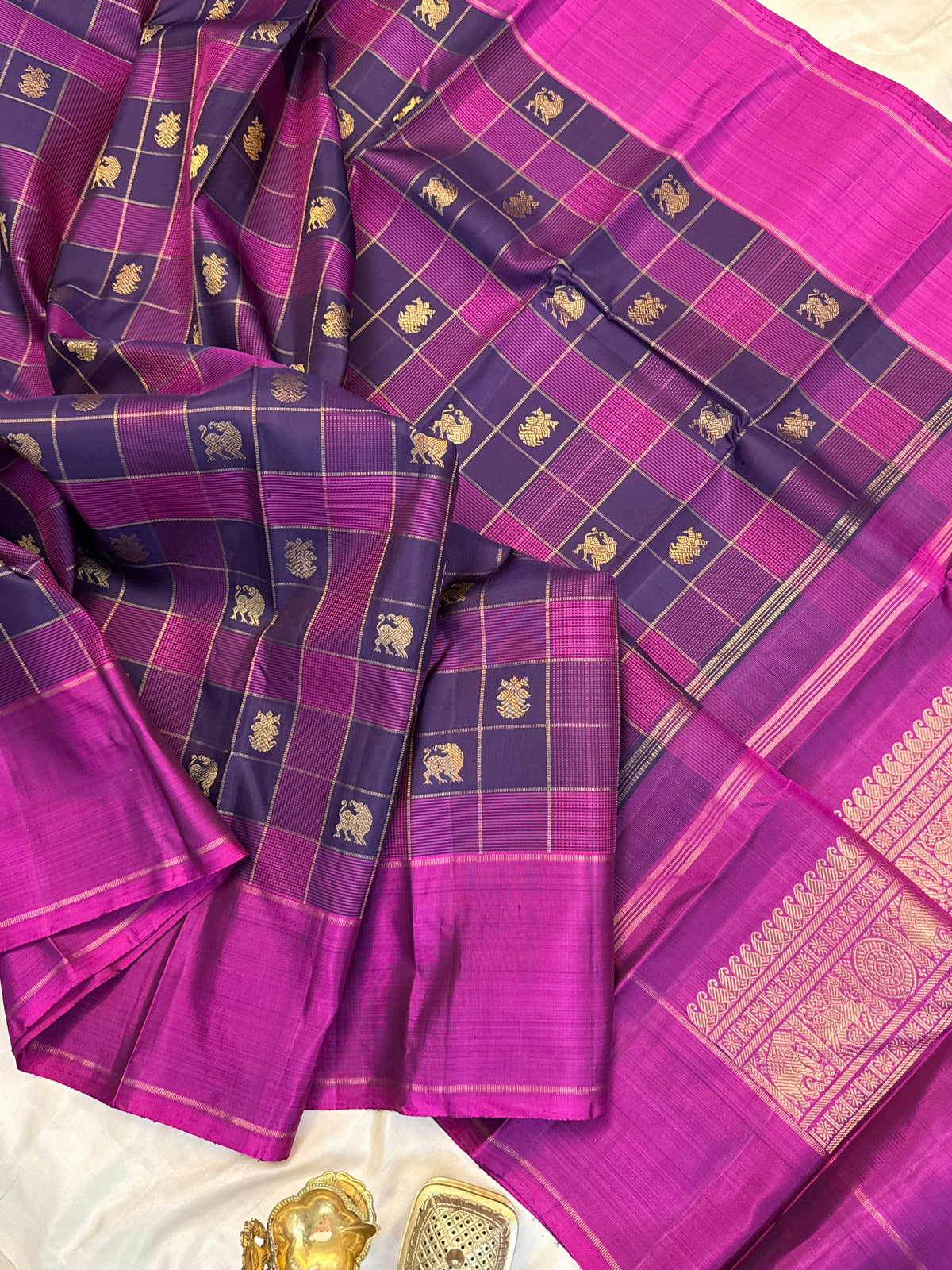 Chettinad Kattam with zari butta pure Zari/kanjipuram silk saree clsa 13040