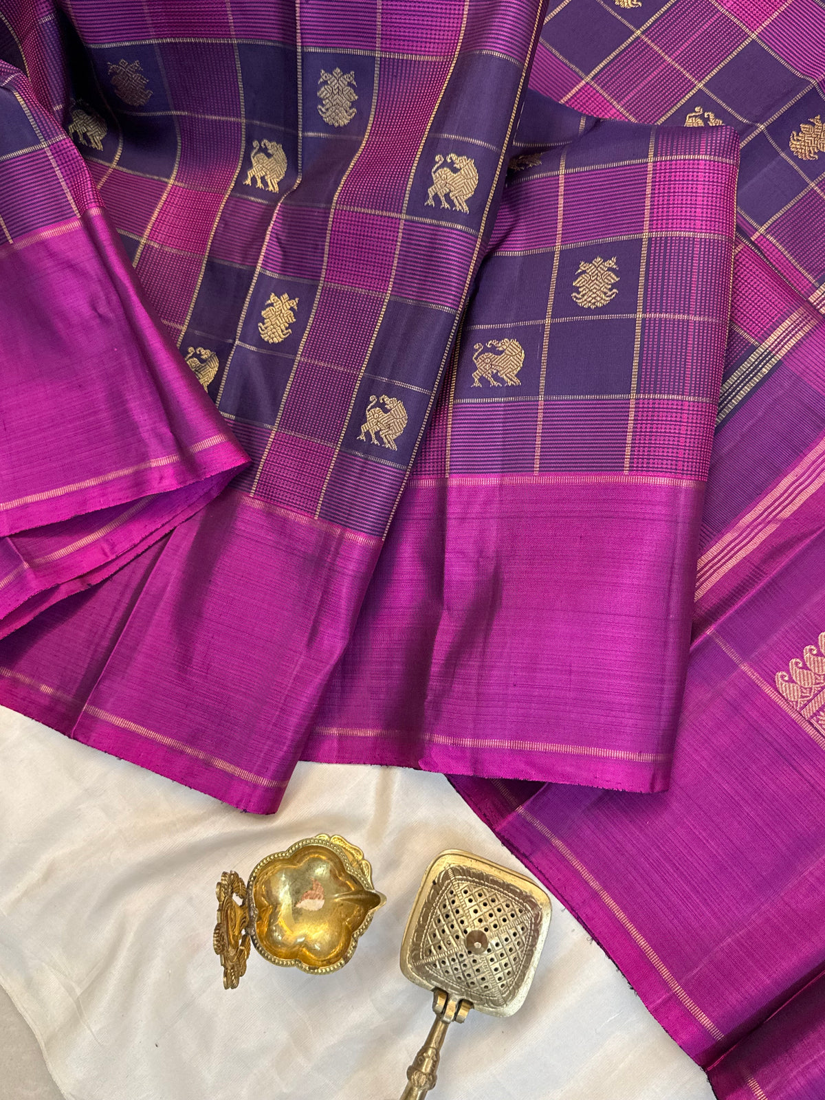 Chettinad Kattam with zari butta pure Zari/kanjipuram silk saree clsa 13040