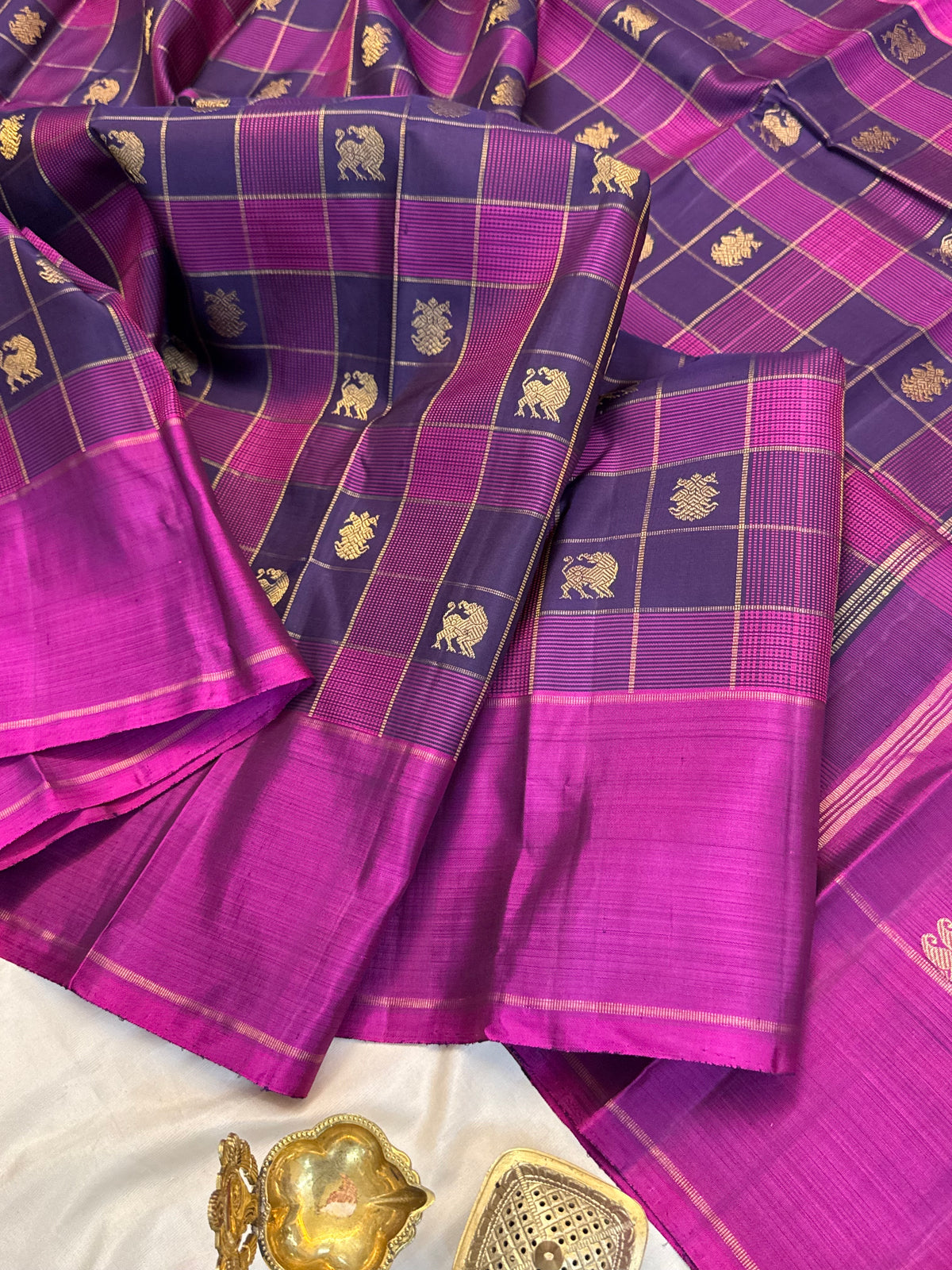 Chettinad Kattam with zari butta pure Zari/kanjipuram silk saree clsa 13040