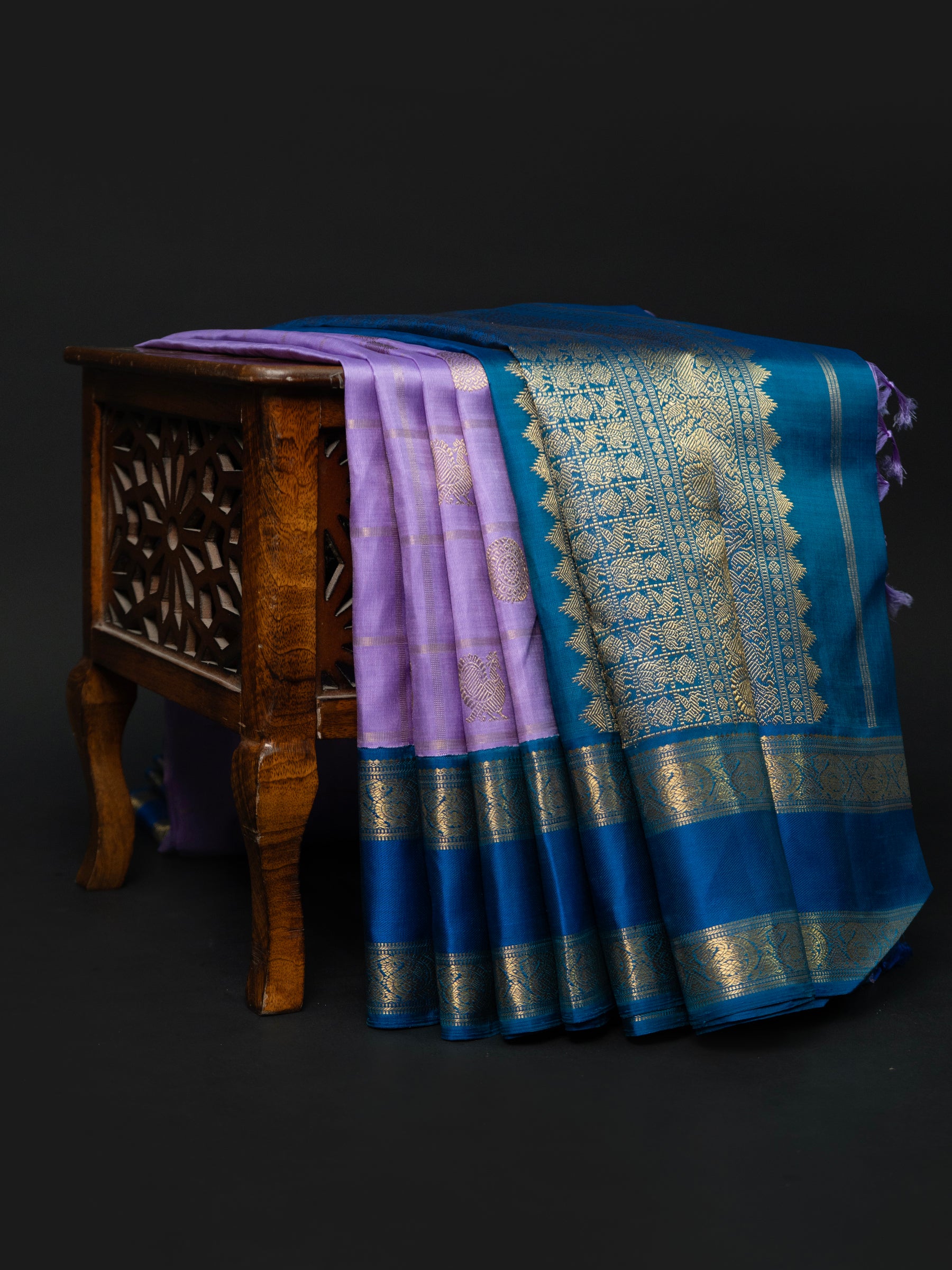 Lavender Zari Kattam Kanjipuram Silk Saree CLSA7325