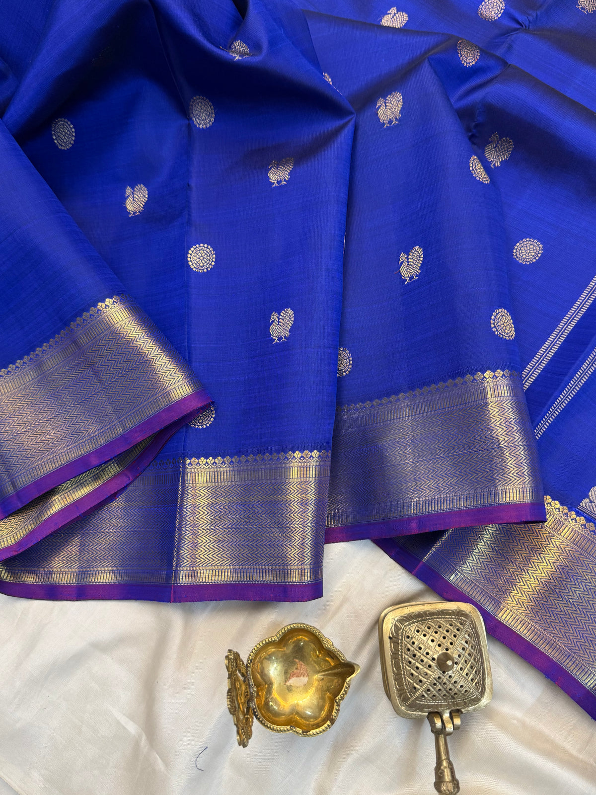 Blue with Annam chakram pure Zari/kanjipuram silk saree clsa 7776