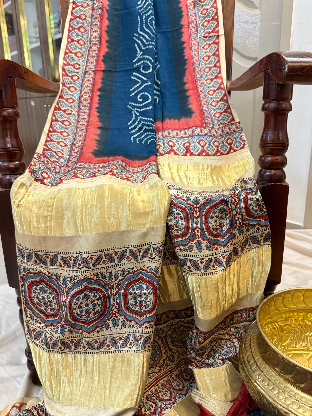 Bhandhini and ajrak prints / Gajji silk clsa 12669