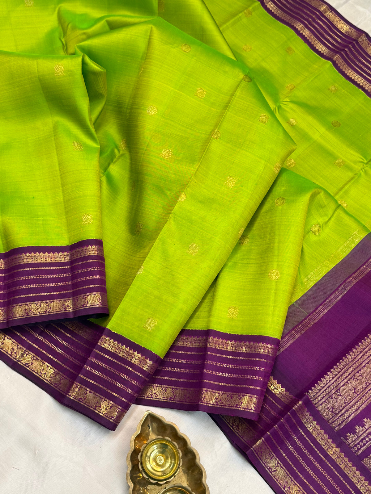 Sneha green body deep purple border Kai Korvai CLSA11653