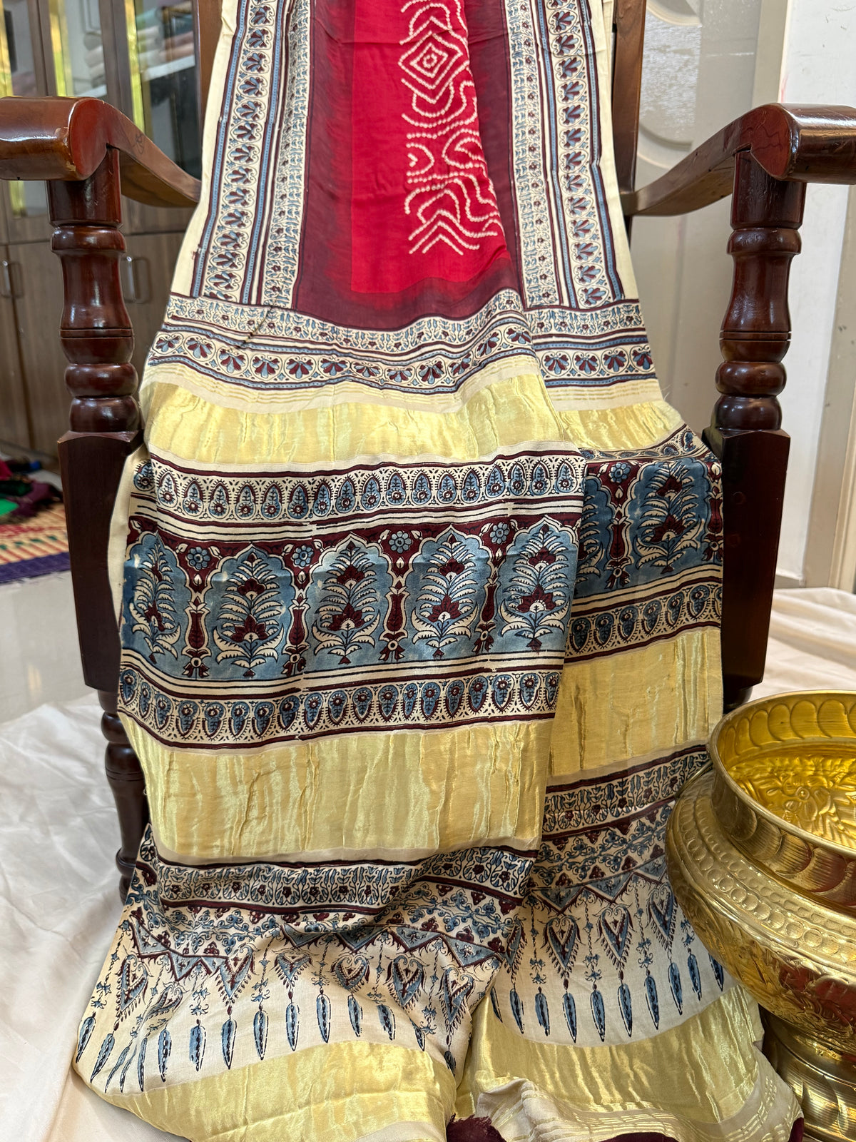 Bhandhini and ajrak prints / Gajji silk clsa 12668