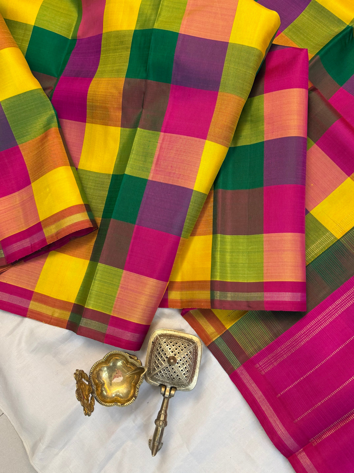 Paalum Pazhamum checks/kanjipuram silk saree clsa 13049