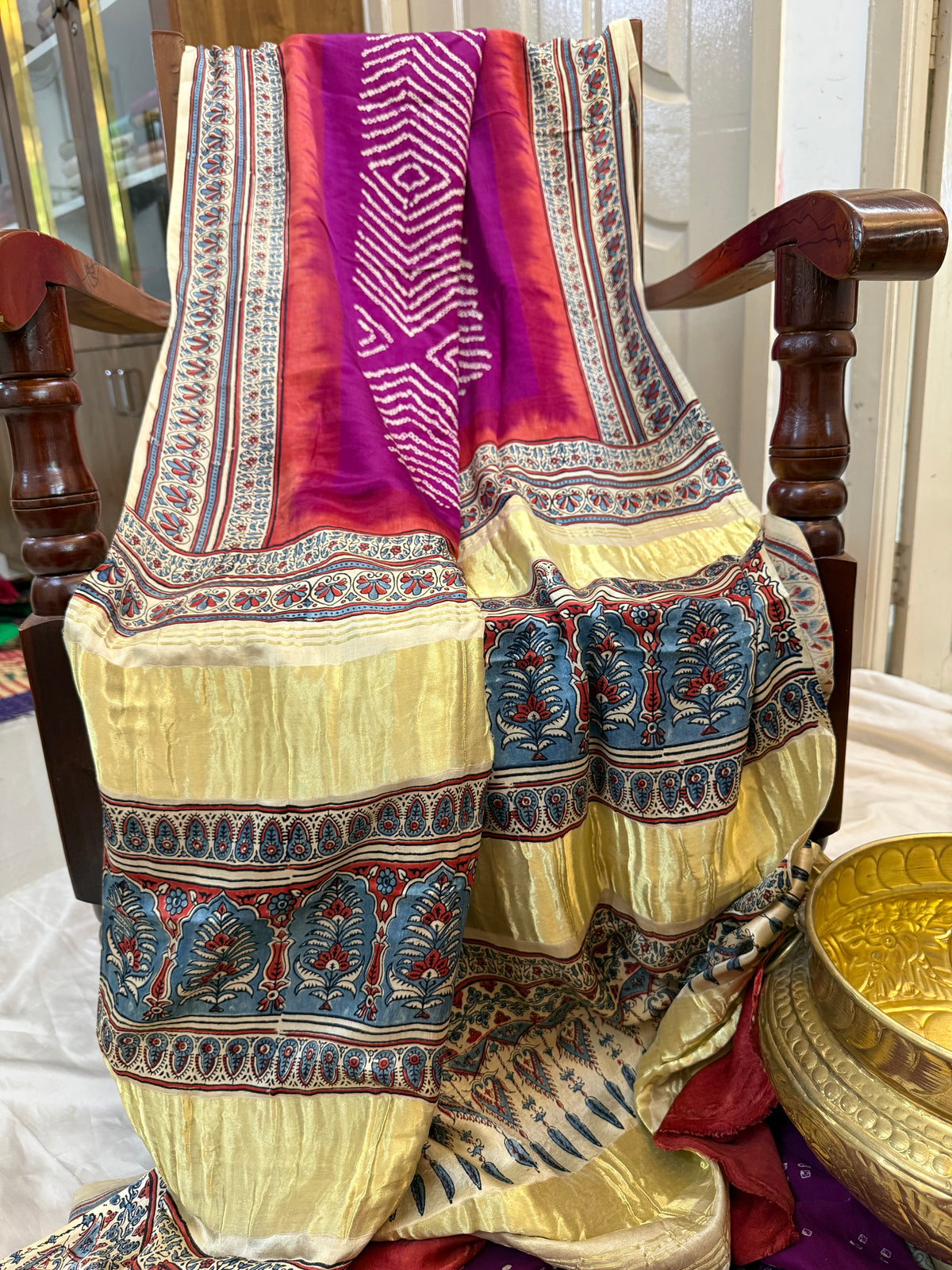 Bhandhini and ajrak prints / Gajji silk clsa 12667