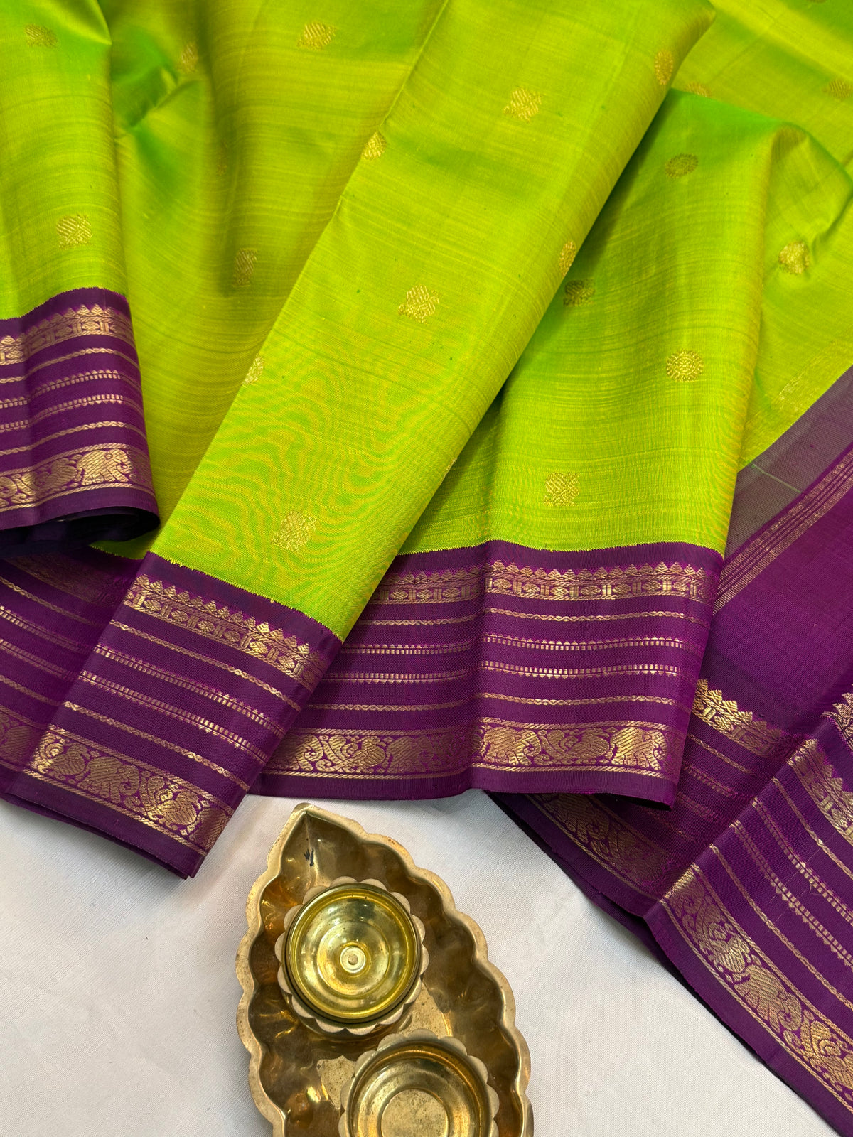 Sneha green body deep purple border Kai Korvai CLSA11653