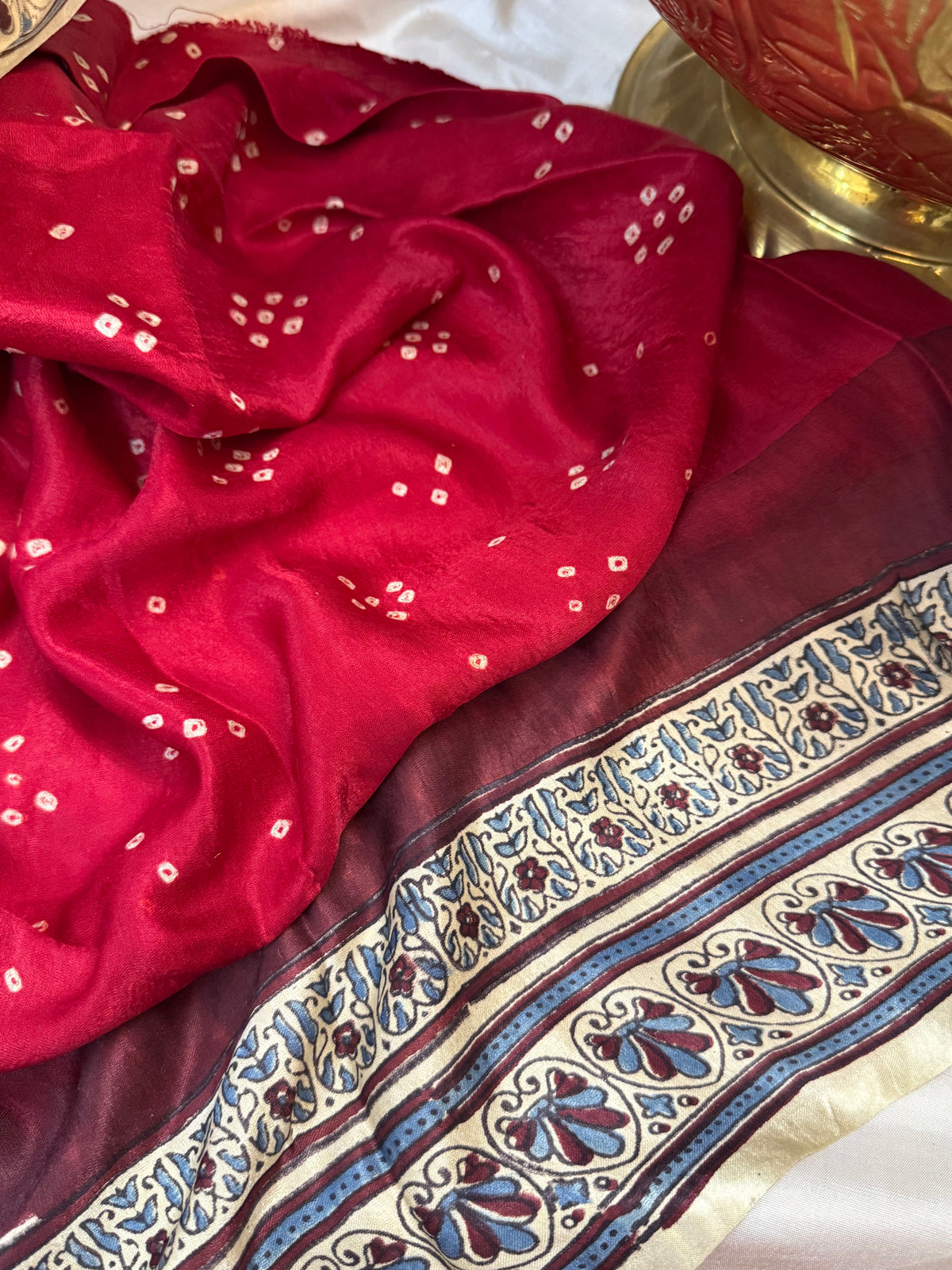 Bhandhini and ajrak prints / Gajji silk clsa 12668