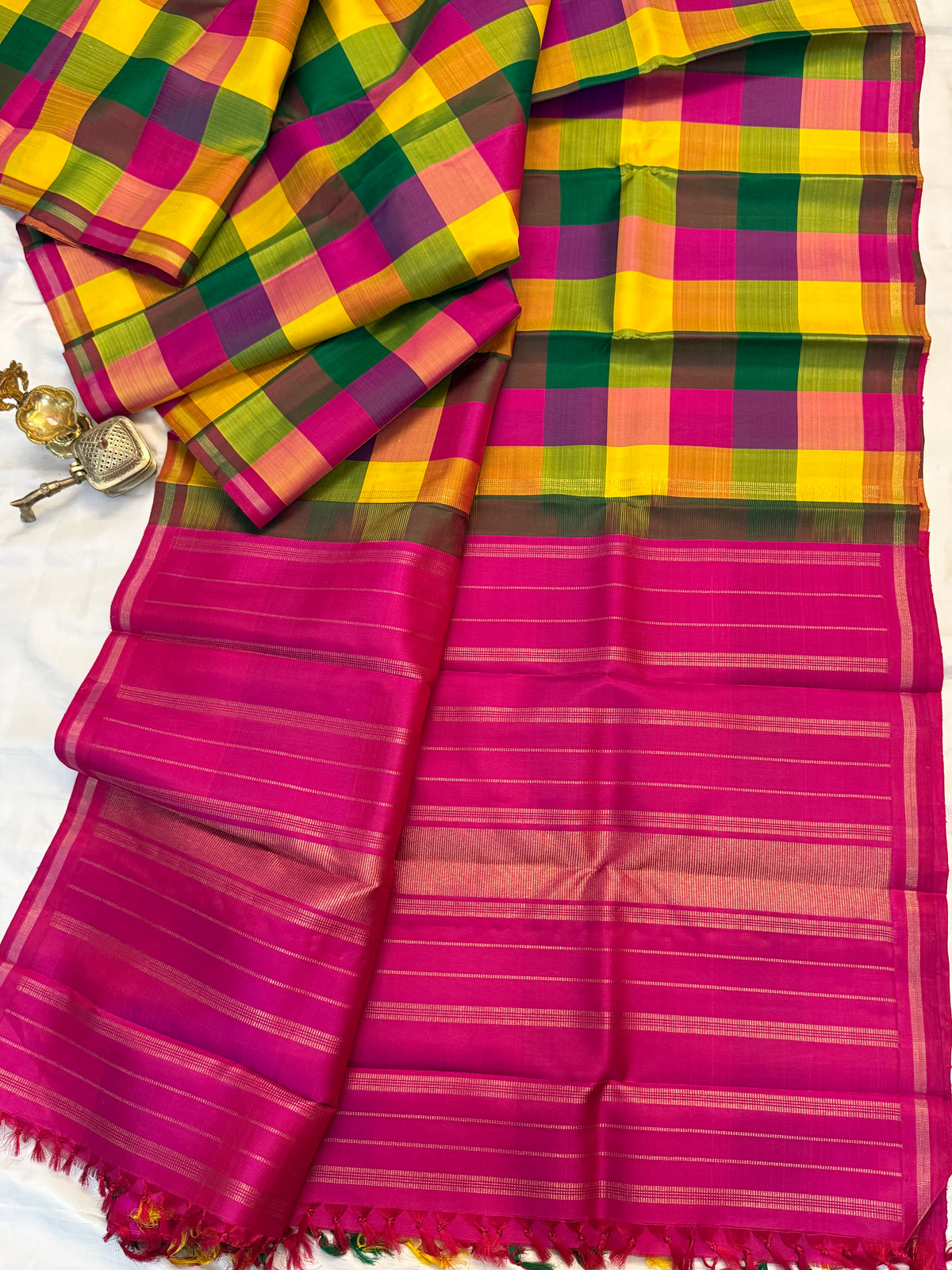 Paalum Pazhamum checks/kanjipuram silk saree clsa 13049