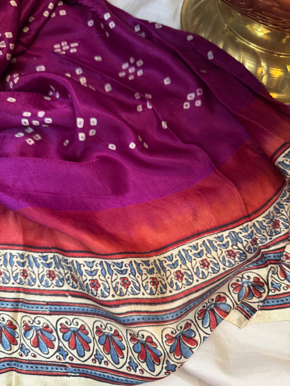 Bhandhini and ajrak prints / Gajji silk clsa 12667