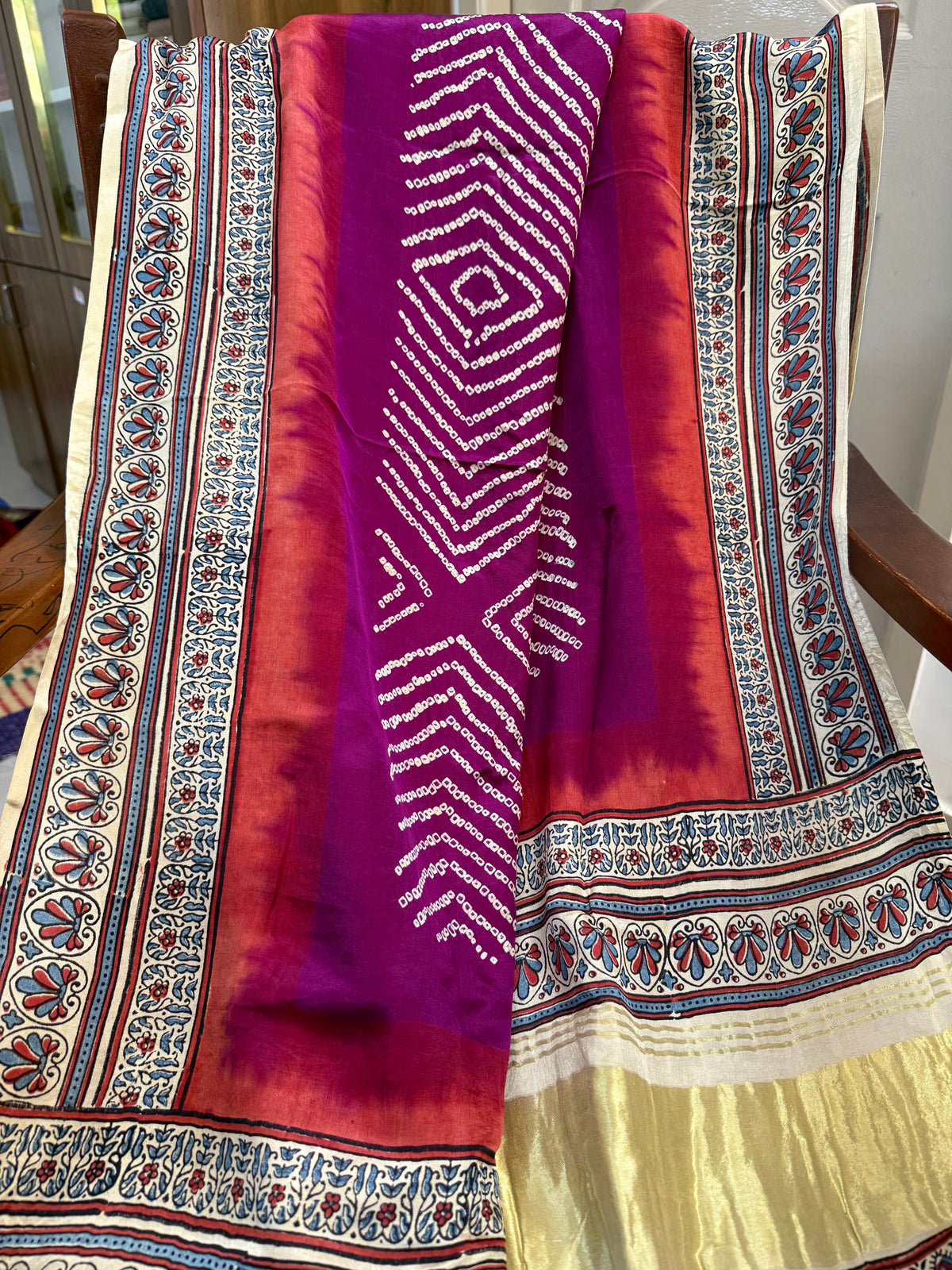 Bhandhini and ajrak prints / Gajji silk clsa 12667