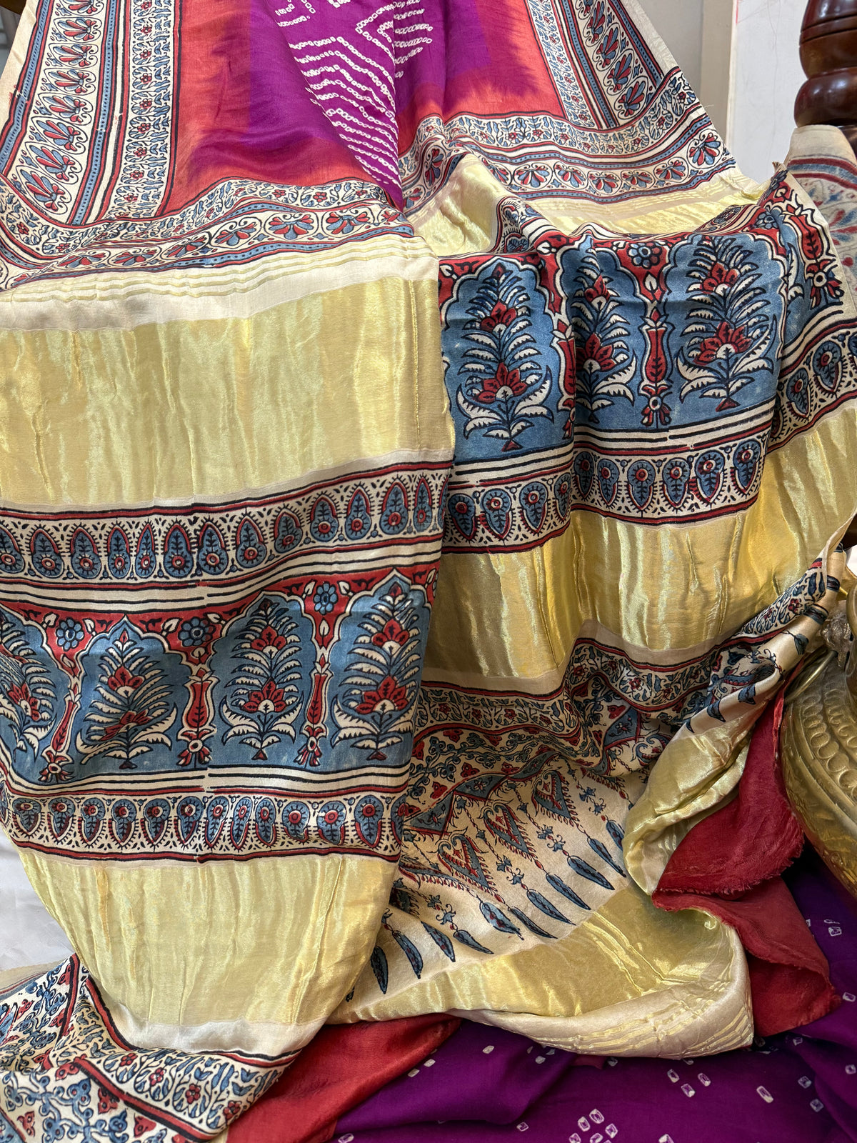 Bhandhini and ajrak prints / Gajji silk clsa 12667