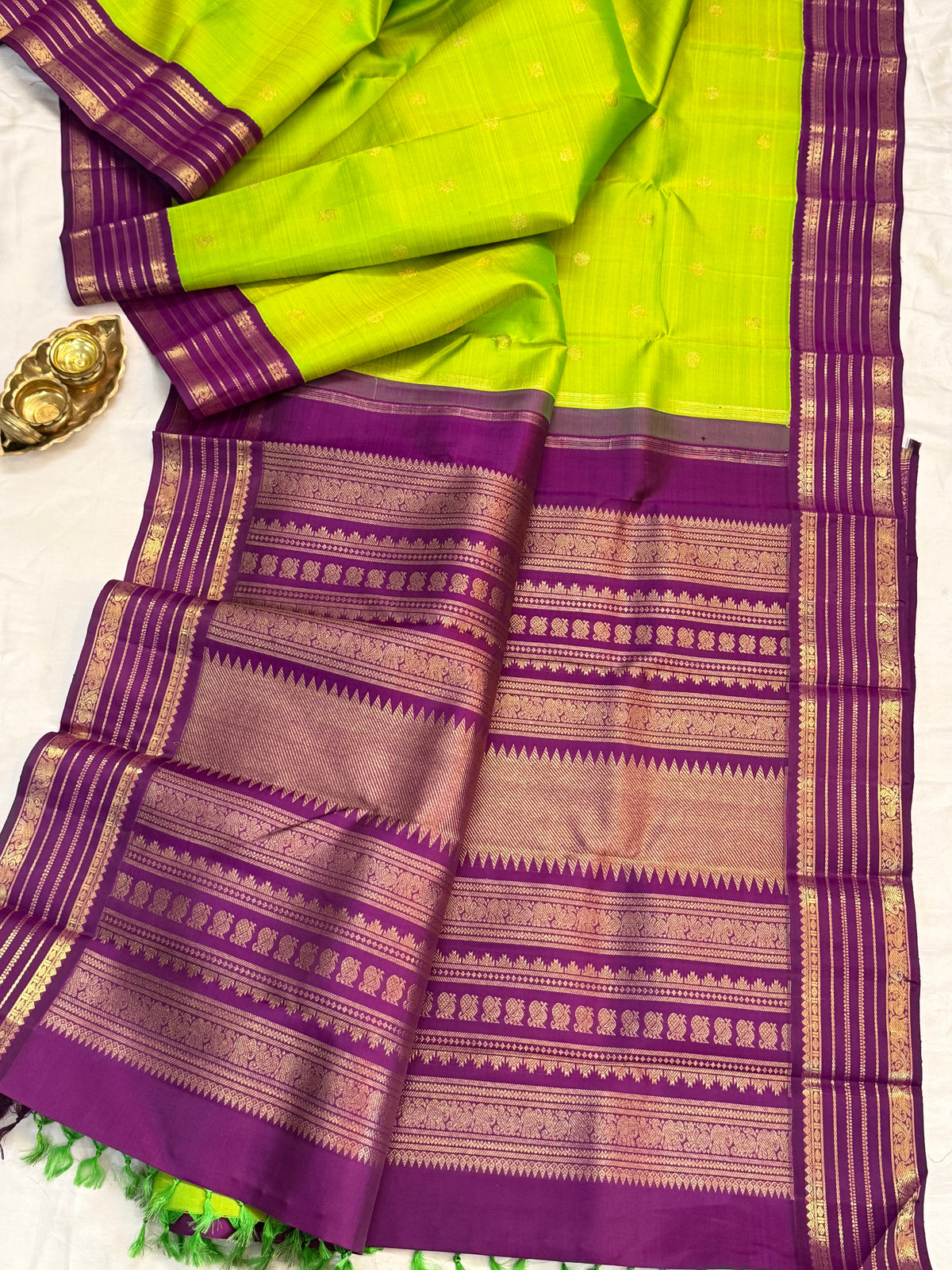 Sneha green body deep purple border Kai Korvai CLSA11653