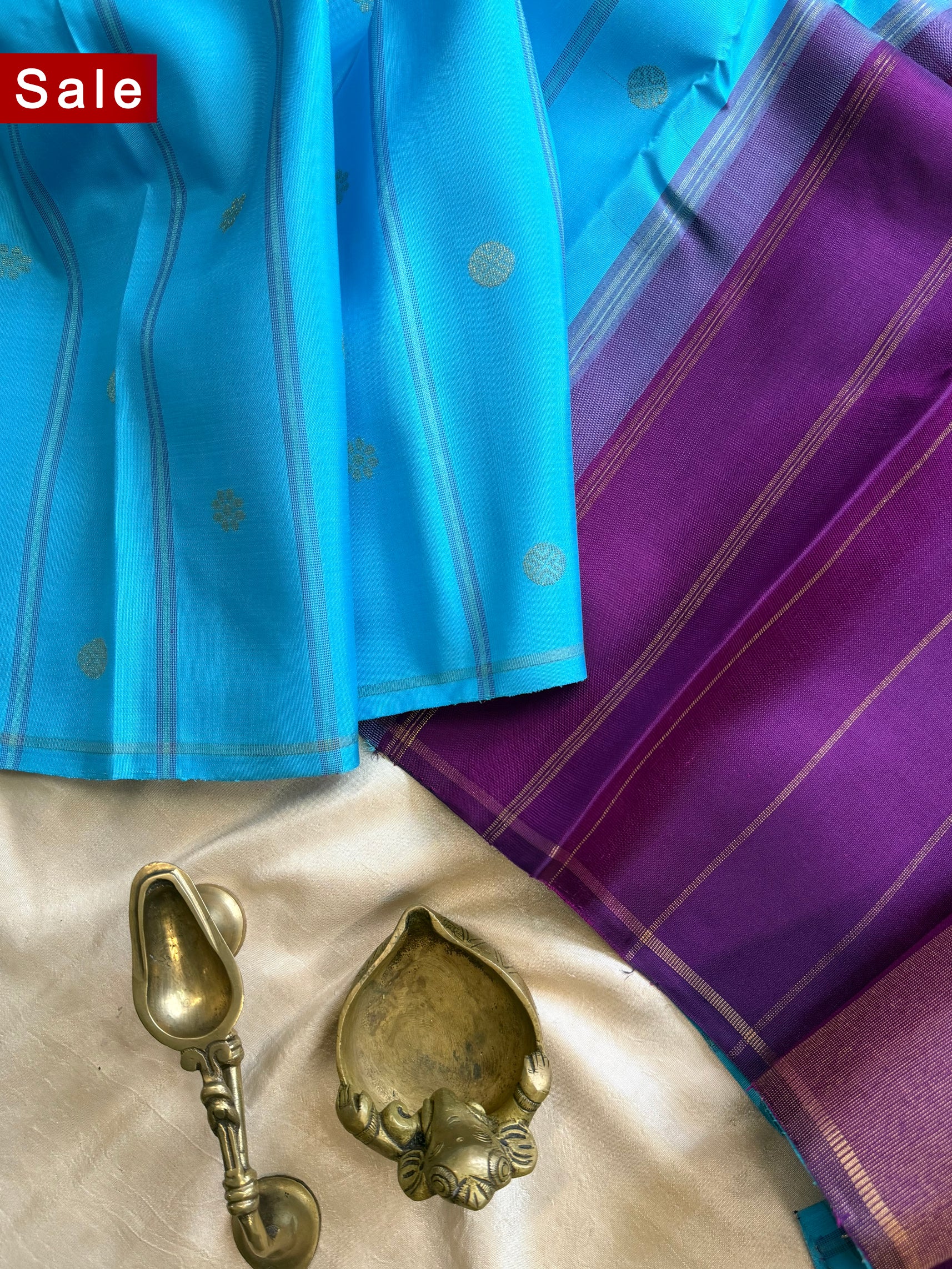 Kalai :Aanadha blue and purple palla / kanjipuram silk